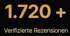 Goldene Schrift auf Schwarz: "1.720 +" und darunter "Verifizierte Rezensionen"