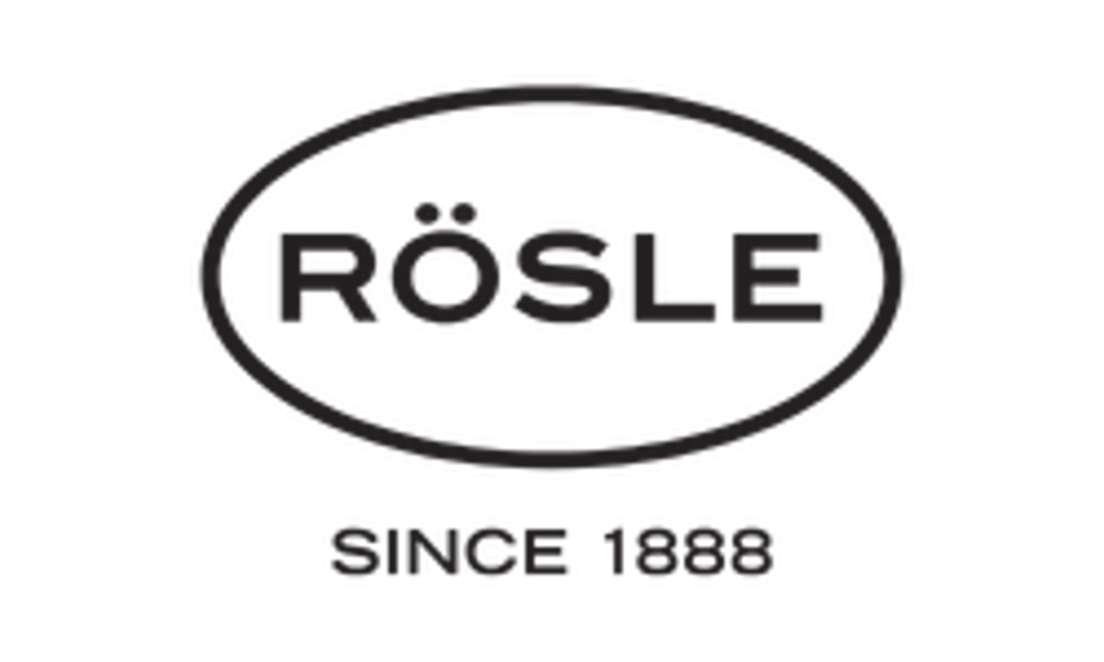 RÖSLE Logo, schwarze Schrift in ovalem Rahmen, darunter "SINCE: 1888" auf dunkelgrünem Hintergrund.