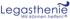Logo: "Legasthenie, Wir können helfen!" in Blau auf grünem, gepunktetem Hintergrund, mit einer blauen Welle über dem "n".