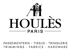 Houlès Paris Logo mit einem Mann, der eine Leiter trägt. Passementerie – Tissus – Tringlerie, Trimmings – Fabrics – Hardware.