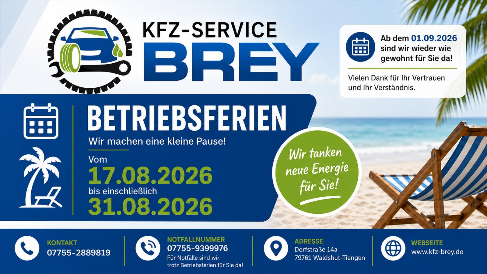 Betriebsferien BREY