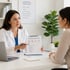 Doctor explains hormone imbalance treatment using a medical chart.