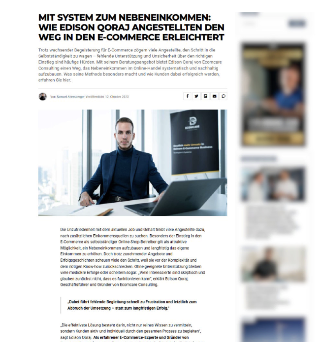 Edison Qoraj & Ecomcare Consulting: Erfolgreich im E-Commerce