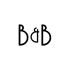 B&B-Logo: Schwarze, stilisierte Großbuchstaben B & B auf dunkelgrünem Hintergrund.