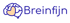Breinfijn logo featuring a purple brain outline with a beige center on a black background.