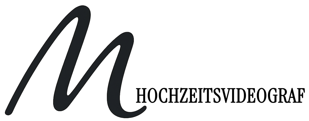 Großer Buchstabe M mit Text "HOCHZEITSVIDEOGRAF" auf grünem Hintergrund. Logo Markus Schnurr Hochzeitsvideograf