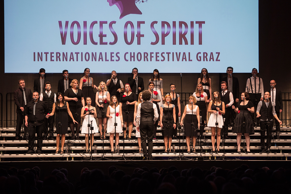 Perpetuum Jazzile from Slovenia in full swing at the gala concert Vocal Ecstasy, Voices of Spirit 2015, Graz