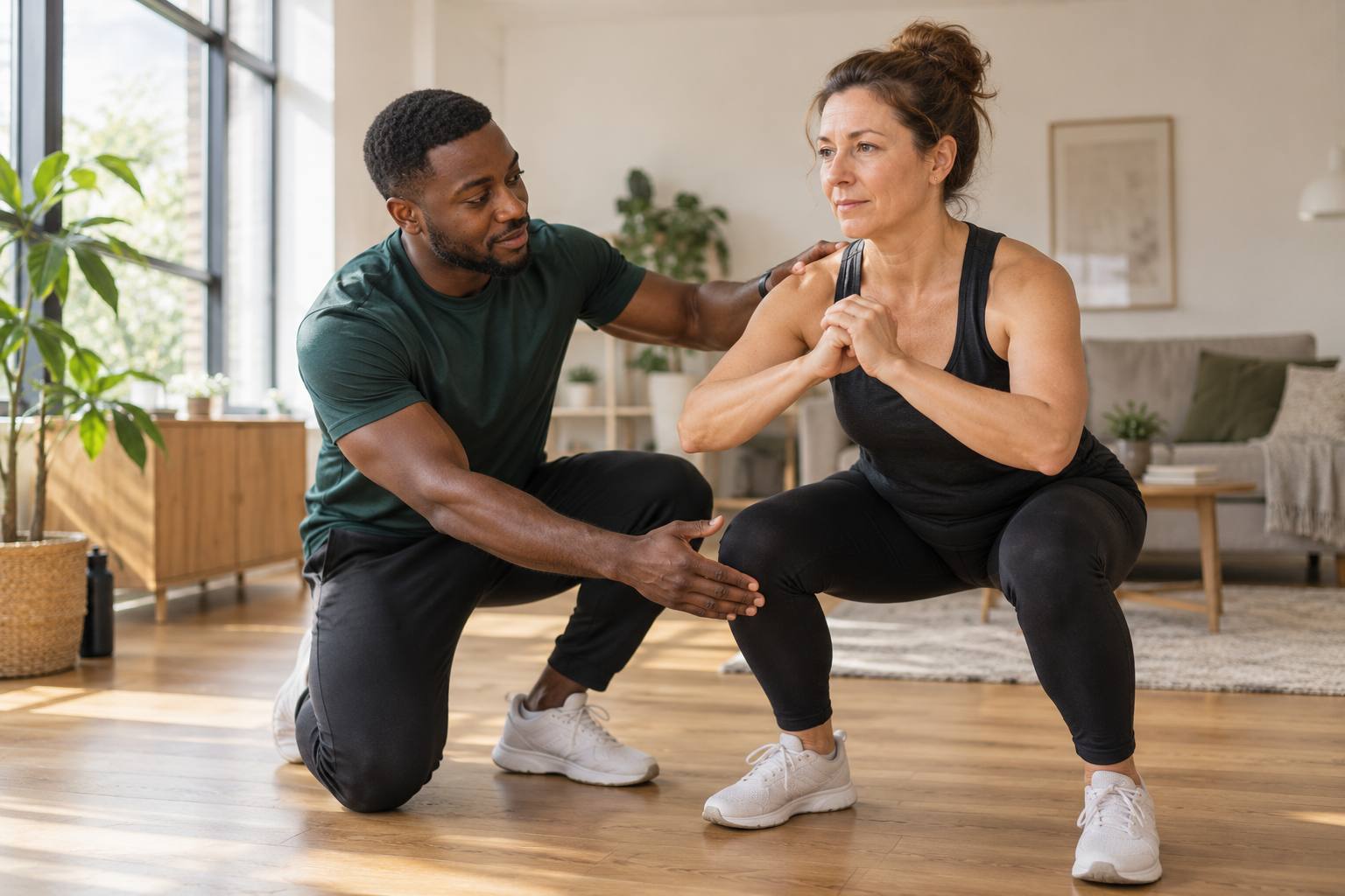 Personal Training zu Hause – Kniebeuge mit Korrektur