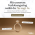 Goldener Verlobungsring mit Diamant; Text: „Mit unserem Verlobungsring weißt du: Sie sagt Ja.“