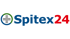 Spitex24 Logo: Grünes und blaues Emblem mit grauem Kreuz, daneben "Spitex" in Blau und "24" in Rot.