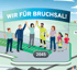 Gruppe von sieben Erwachsenen und drei Kindern, die Händchen halten und ein Banner mit der Aufschrift "WIR FÜR BRUCHSAL!" halten.