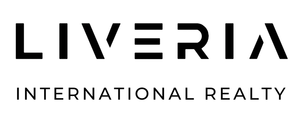 LIVERIA INTERNATIONAL REALTY logo in black text on a dark green background.