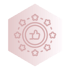 Hexagonales Symbol mit einem Daumen hoch und Sternen.