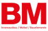 Roter BM-Schriftzug auf grünem Hintergrund; darunter „Innenausbau / Möbel / Bauelemente“ in Rot.
