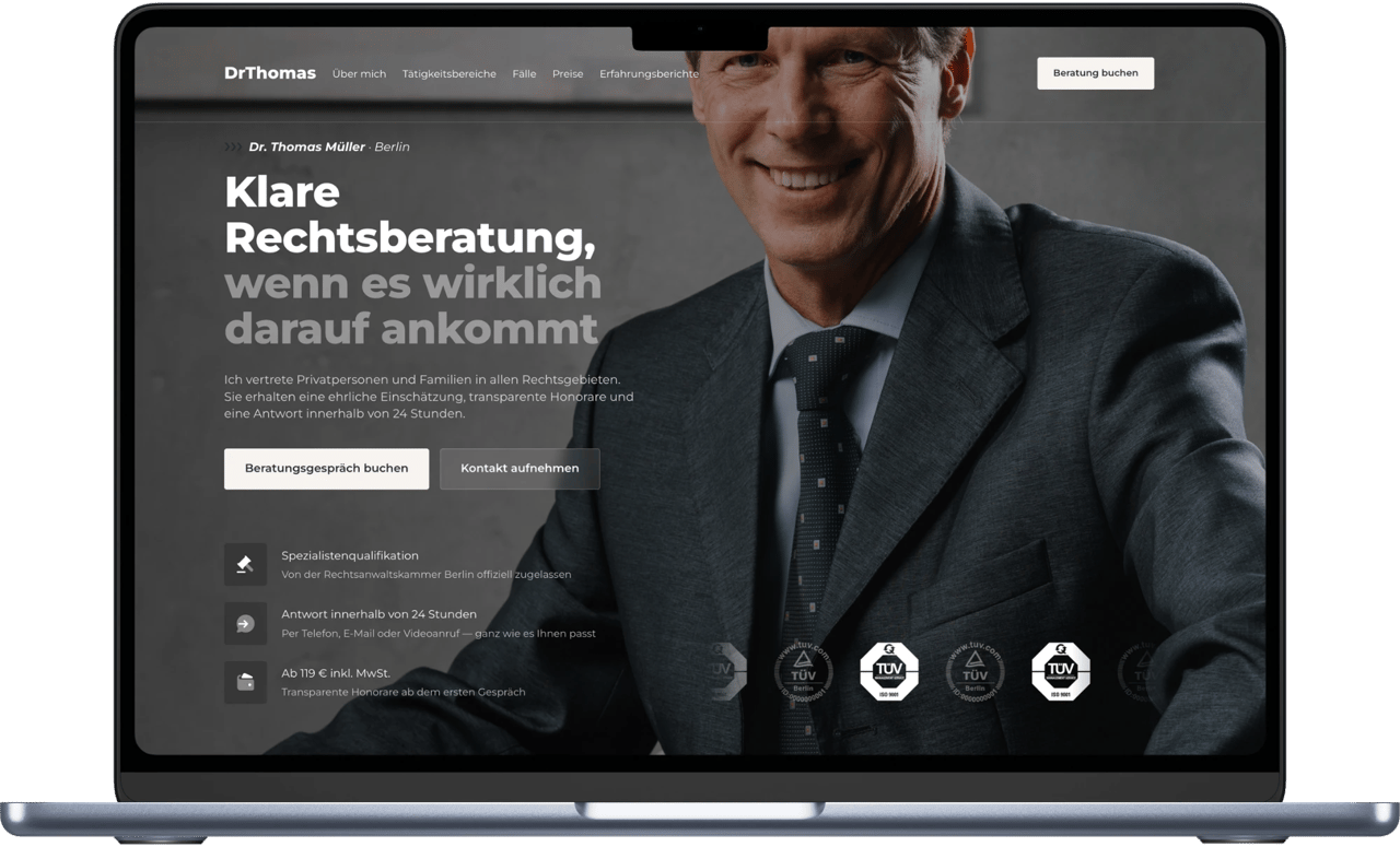 Beispiel-Webseite für eine Anwaltskanzlei