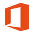 Rotes, stilisiertes "O"-förmiges Microsoft Office-Logo auf dunkelgrünem Hintergrund.