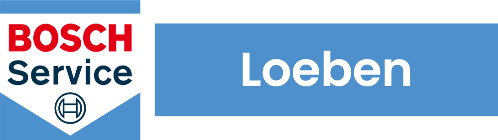 Bosch Service Logo mit blauem Hintergrund und weißem Text "Loeben".