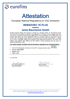 Eurofins Attestation für BEMADUR 1K PLUS der bema Bauchemie GmbH zur Einhaltung europäischer VOC-Emissionsvorschriften.