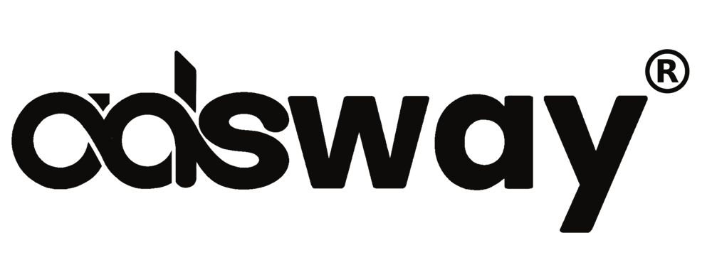 Weißes "adsway"-Logo auf dunkelgrünem Hintergrund.