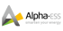 Alpha-ESS Logo mit stilisiertem A in Grau, Grün und Gelb; Text: Alpha-ESS, smarte Energie.