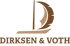Logo von Dirksen & Voth: Ein stilisiertes braunes Segelboot mit zwei Segeln auf dunkelgrünem Hintergrund.
