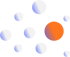 Mehrere weiße Kreise und ein einzelner orangefarbener Kreis sind auf einem schwarzen Hintergrund angeordnet.