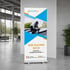 Roll-up-Banner von SpreewaldEnergy mit dem Text „Wir suchen dich! Elektriker und Anlagenmechaniker“ und Handwerker-Foto.