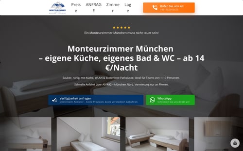 Webseite von Monteurzimmer Freising