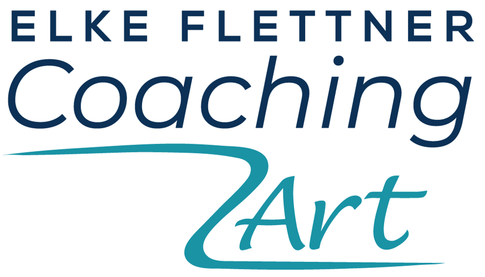 Logo von Elke Flettner Coaching Art: "ELKE FLETTNER" in Dunkelblau, "Coaching" in Dunkelblau, "Art" in Türkis.