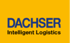 DACHSER Intelligent Logistics Logo auf gelbem Hintergrund.