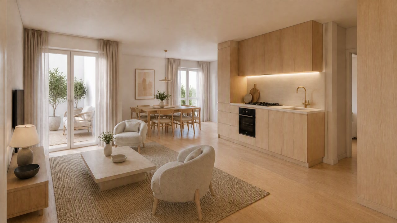 Innenvisualisierung Wohnzimmer – Wohnung E5