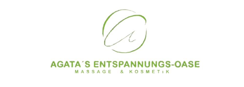 Logo von Agata's Entspannungs-Oase Massage & Kosmetik mit einem grünen, stilisierten "a" in einem Kreis.