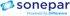 Sonepar-Logo mit blauem, verschlungenem Symbol und Text "Sonepar Powered by Difference".