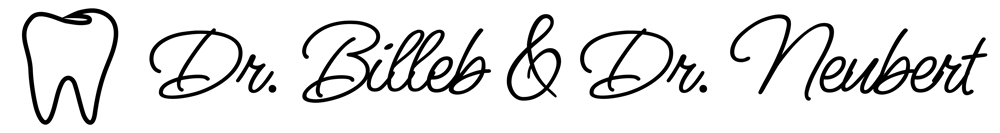 Zahn-Symbol mit Text "Dr. Billeb & Dr. Neubert" in Schreibschrift.