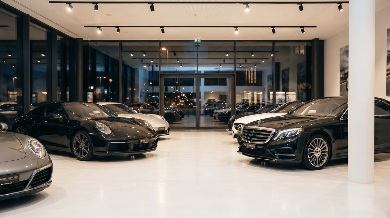 Autohaus-Showroom mit Premium-Fahrzeugen