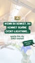 Dachboden-Eventlocation mit Holzbalken, Text: "WENN DU DENKST, DU KENNST SCHÖNE EVENT-LOCATIONS... warte bis du DAS siehst! Jetzt Termin sichern".
