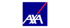 AXA-Logo: Weißer Schriftzug „AXA“ auf blauem Hintergrund mit einem roten Schrägstrich.