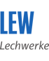 Das Logo der Lechwerke zeigt die blauen Buchstaben "LEW" über dem grauen Schriftzug "Lechwerke".