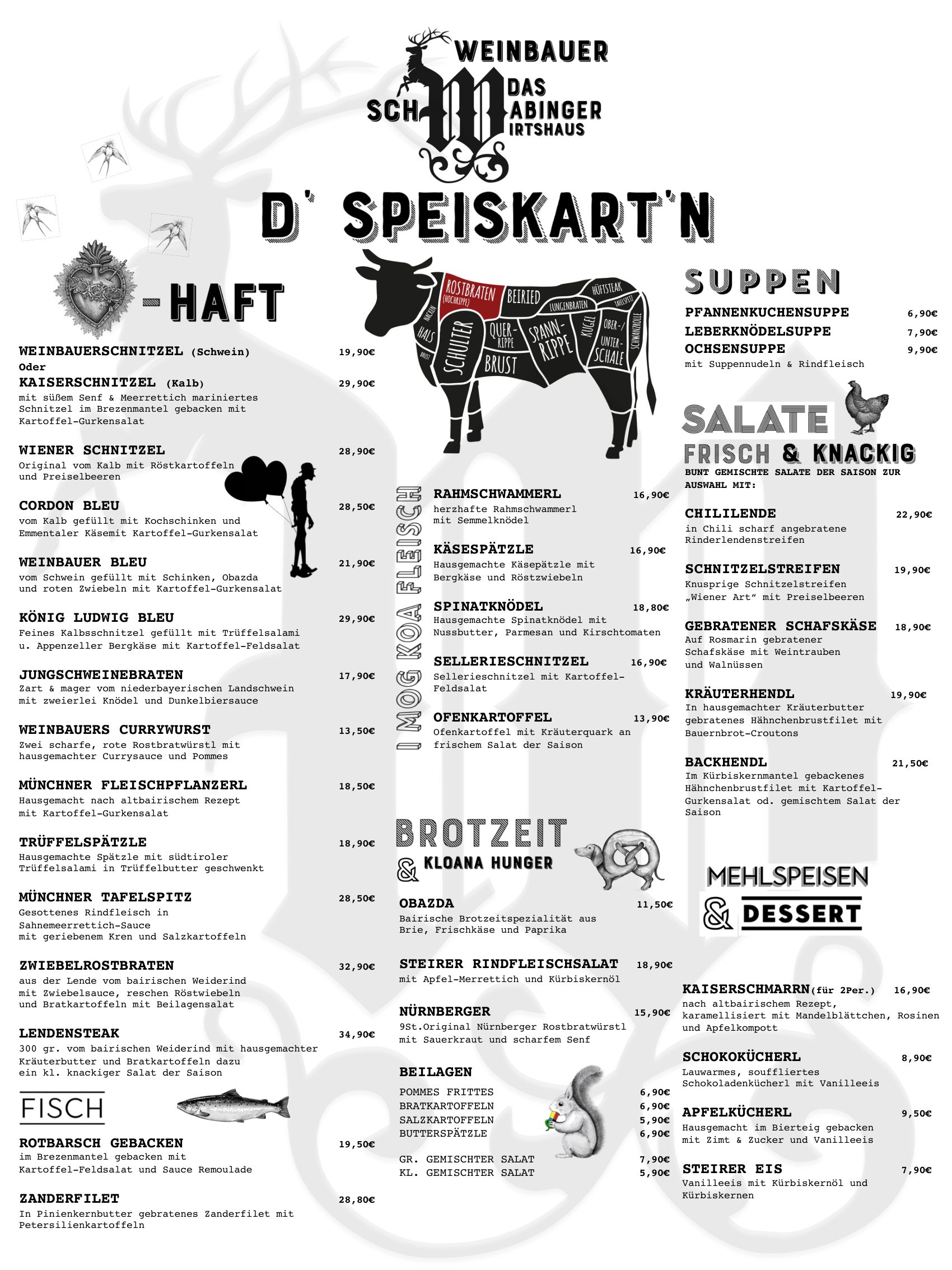 Speisekarte Gasthaus Weinbauer München-Schwabing – Seite 1 von 2