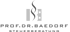 Logo for Prof. Dr. Baedorf Steuerberatung with abstract gray double-helix design.