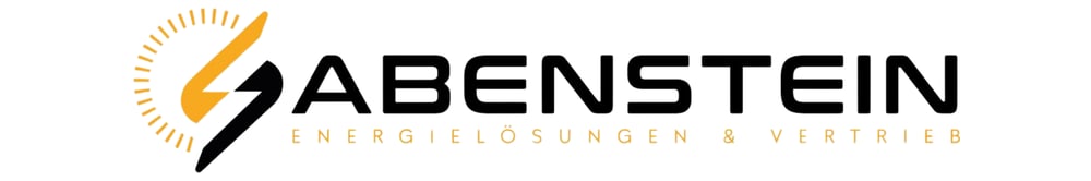 Logo mit dem Namen "ABENSTEIN", darunter "ENERGIELÖSUNGEN & VERTRIEB" und ein Blitzsymbol in einem Kreis.