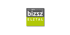 Logo mit "BAUINFOZENTRUM bizz ELZTAL" in grauen und lindgrünen Schriftfeldern.