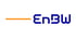 Orange Linie und blauer "EnBW" Schriftzug auf weißem Hintergrund.