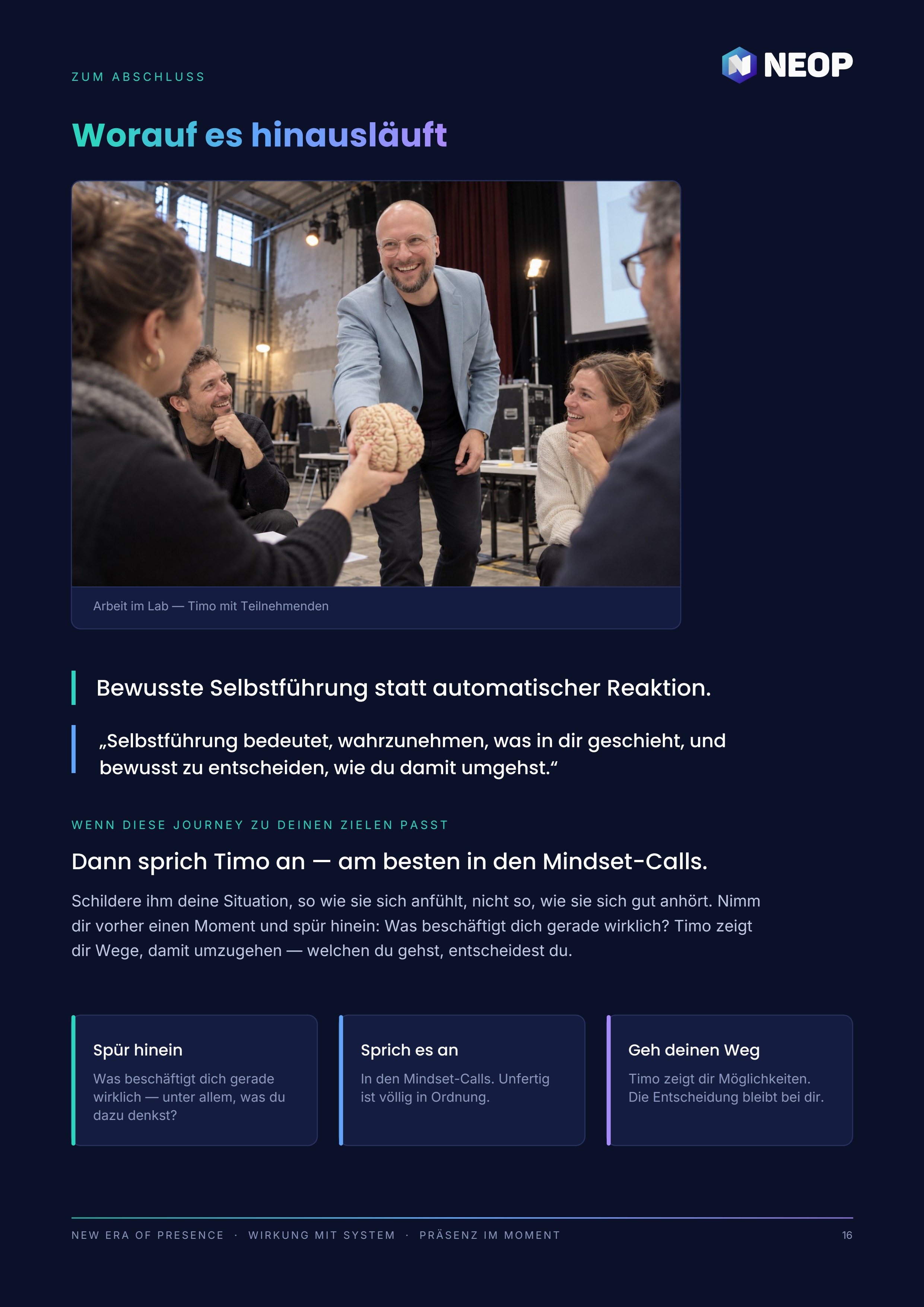 Innenseite der Self-Leadership Journey mit einem Meilenstein