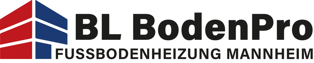 Logo von BL-BAU Fußbodenheizung Mannheim mit stilisiertem Haus in Rot und Blau.