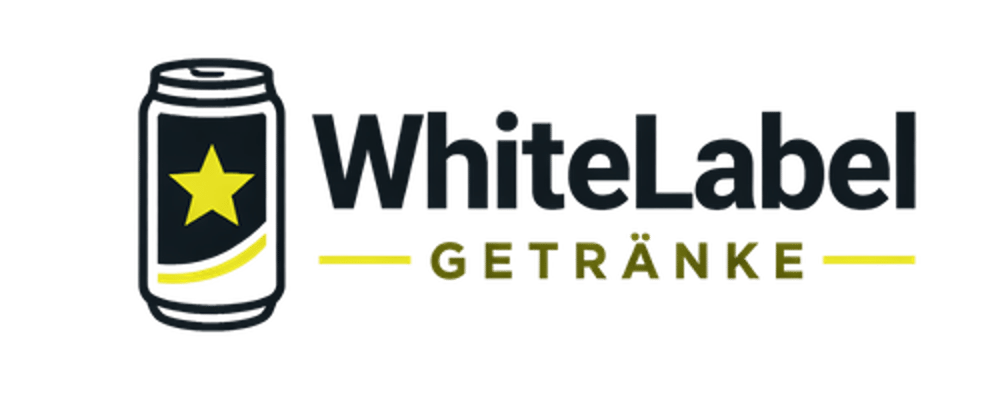 Dunkelgrünes Logo mit Dose, gelbem Stern und Text "WhiteLabel GETRÄNKE".
