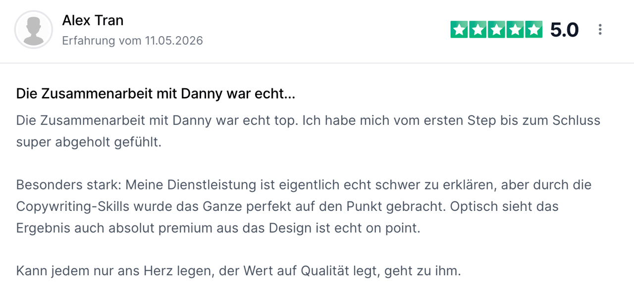 Bewertung von Alex Tran
