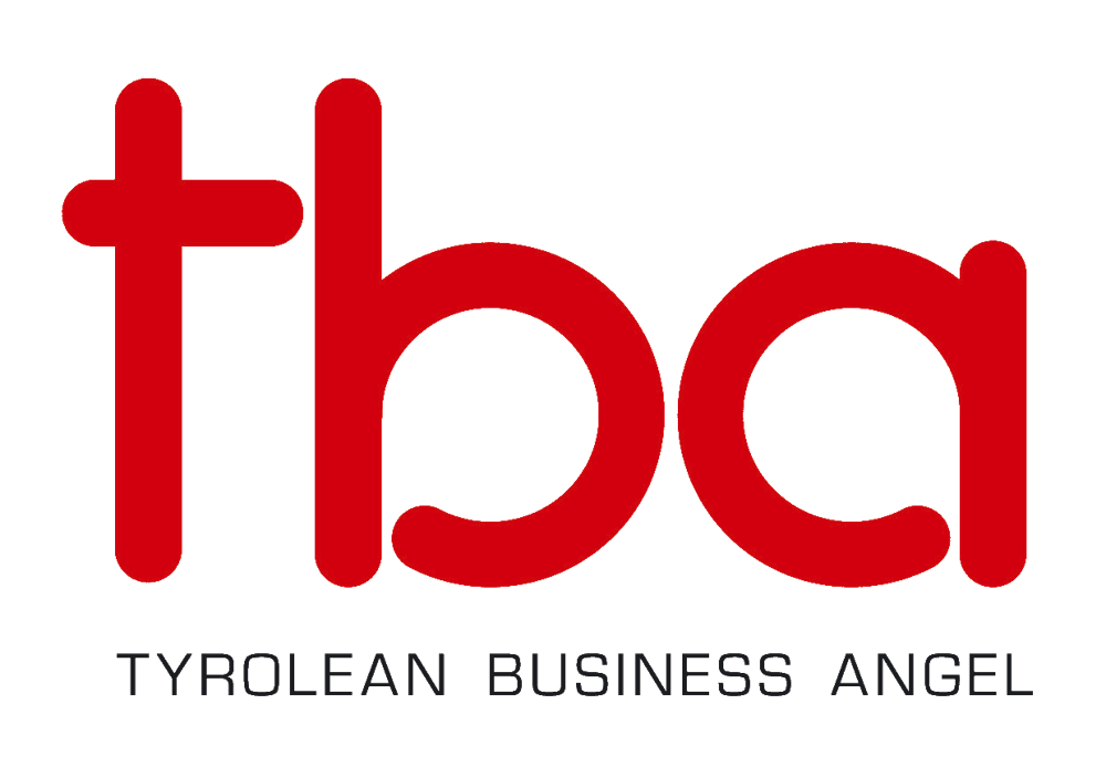 Rotes "tba" Logo mit dem Text "TYROLEAN BUSINESS ANGEL" darunter.