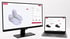 Monitor und Laptop zeigen die Elten Website mit einer 3D-Fußvermessung und einer Auswahl an Sicherheitsschuhen.