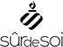 Schwarzes Logo von "sûr de Soi" mit einem stilisierten Flammen-Symbol oben.